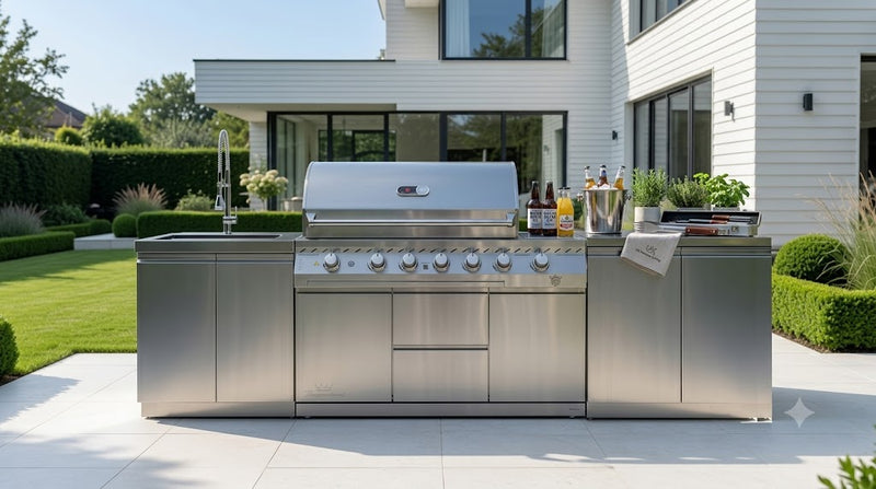 Whistler Outdoor Kitchen 6 Burner BBQ, Double Doors and Sink | 3.1M