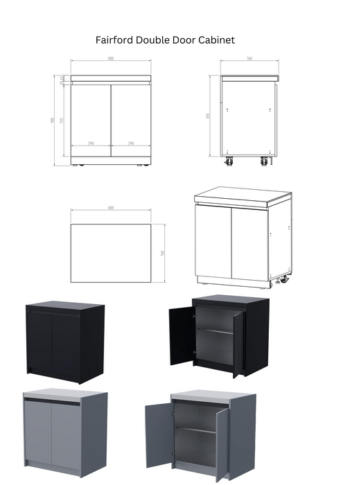 Whistler Fairford Grey L-Shaped Outdoor Kitchen with Burford 5-Burner BBQ & Green Egg | Dimensions 3.1m x 5.1m