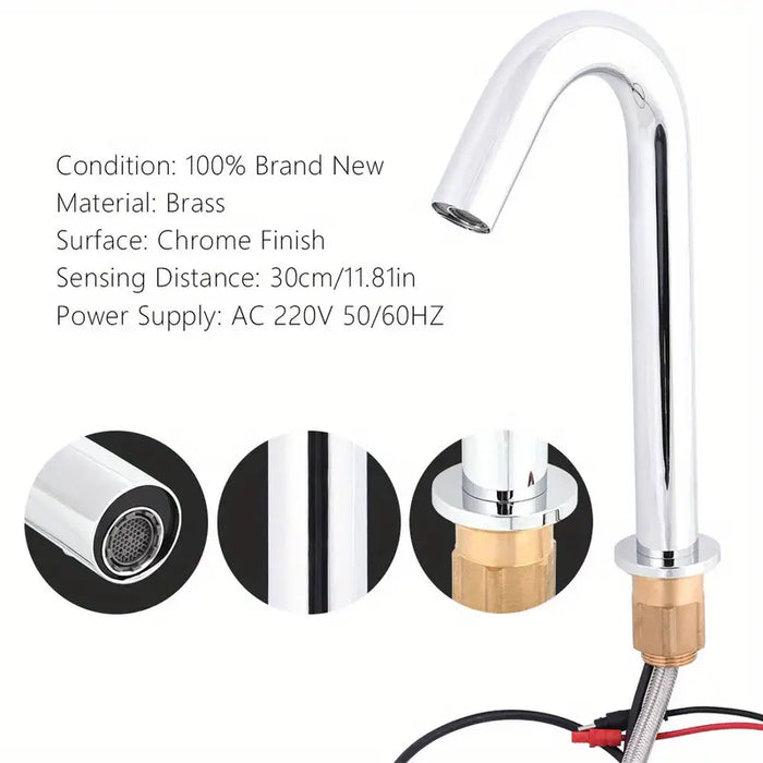 Touchless Brass Infrared Sensor Faucet with Hose – Effortless Installation & Water Conservation for Kitchen & Bathroom Sinks