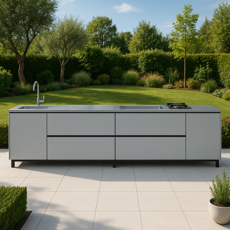 Hoppilif Outdoor Kitchen | Plancha Grill & Sink – Brilliant White (3.6m)