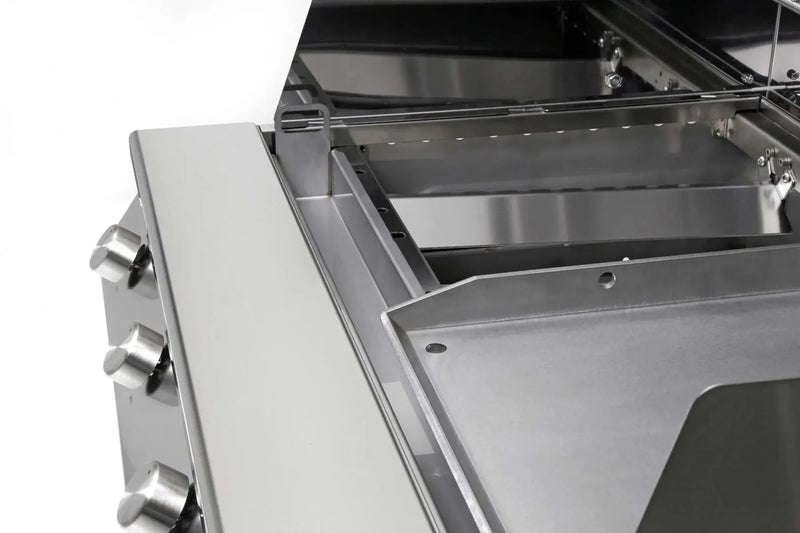 Barbecue Grill - Fry Top 750 4-burner Hybrid with Sun Grill Compact trolley and Premium side burner