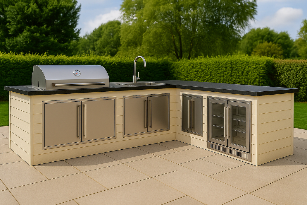 The Alpha Forge Outdoor Kitchen Beefeater Proline 6 Burner Gas BBQ | 3.7m x 3m Ivory