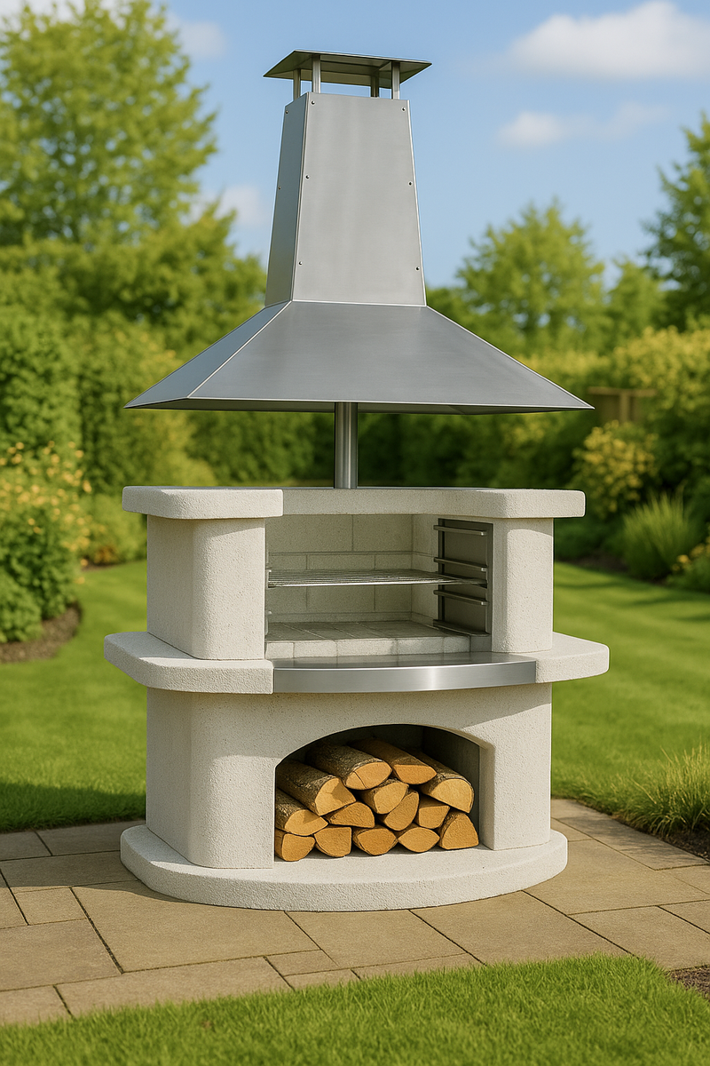 Buschbeck Venedig Masonry Barbecue with Stainless Steel Hood