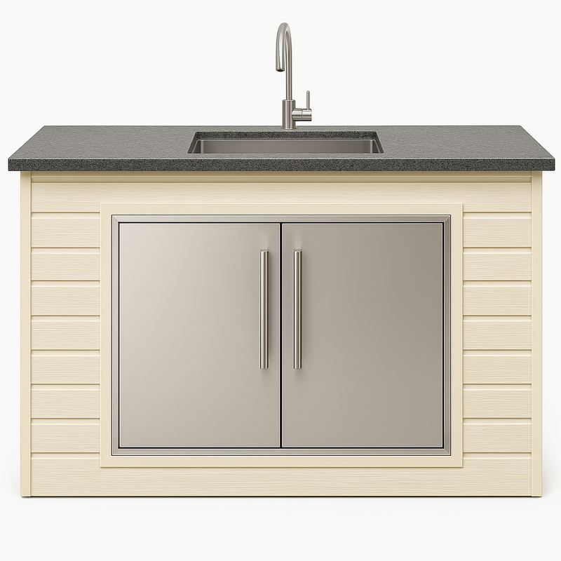 The Alpha Forge Outdoor Kitchen Sink Unit | 150cm Ivory
