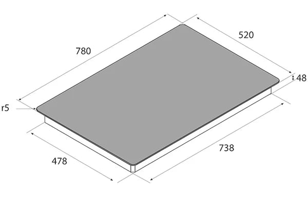 Airforce Smart 80 78cm Induction Hob 4 Zones slider touch controls with bridgable zones