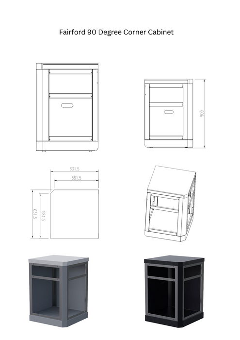 Whistler Fairford Grey L-Shaped Outdoor Kitchen with Burford 5-Burner BBQ & Green Egg | Dimensions 3.1m x 5.1m