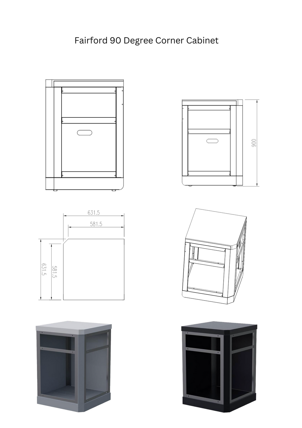 Whistler Fairford Black Outdoor Kitchen with Burford 5 Burner BBQ | 4.5 M Full-Lenght