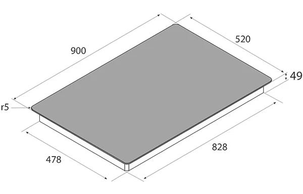 Airforce Smart 90cm Induction hob with 5 Zones slider touch control with 2 Bridgable zones