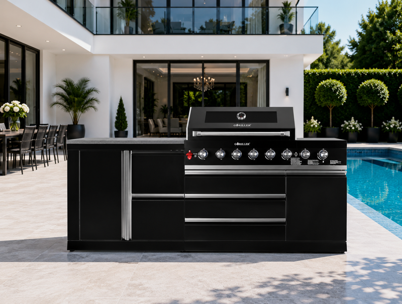 Goriller Outdoor Kitchen | 6-Burner Gas Grill, and Drawer | 2m Compact Luxury Design