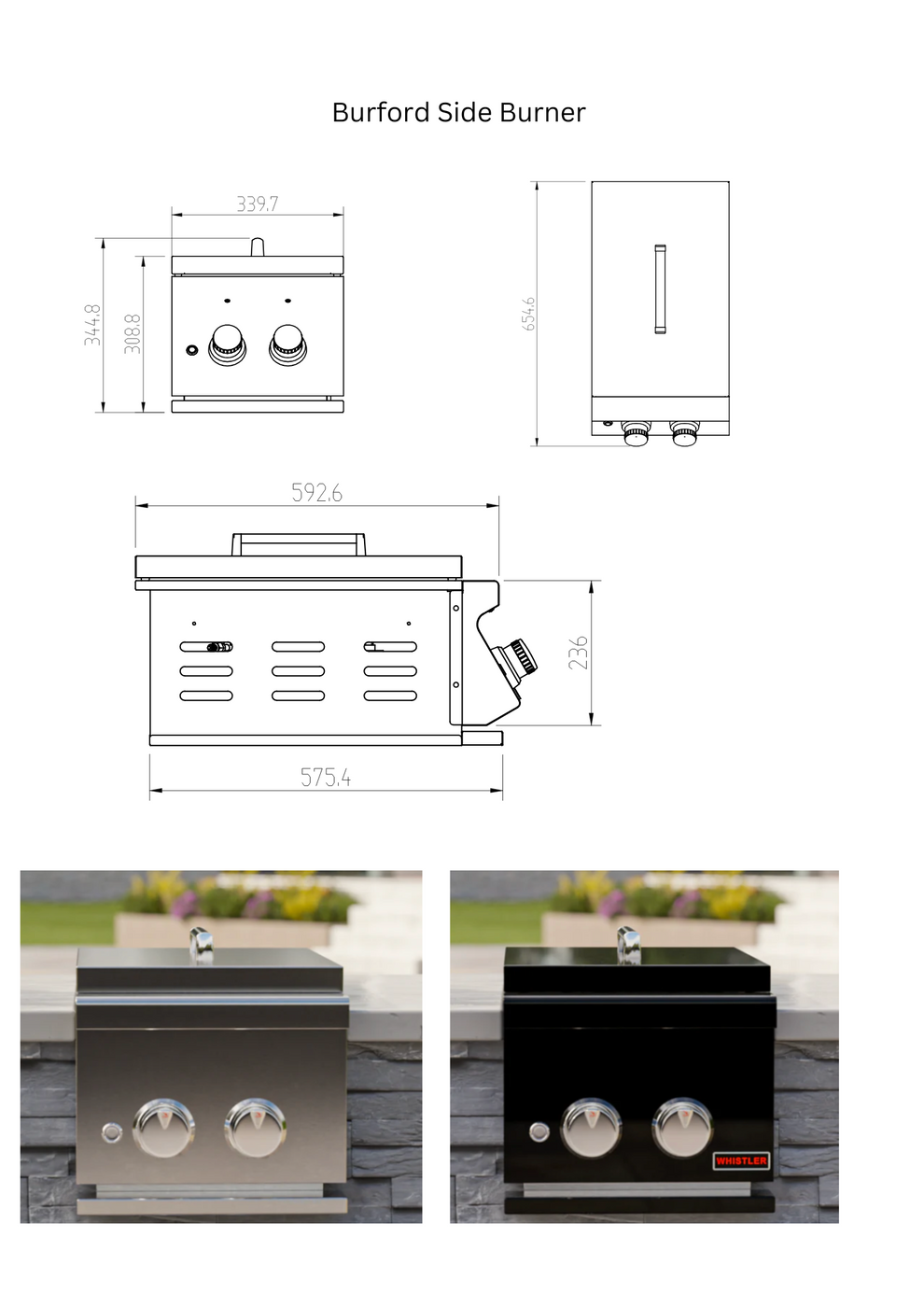 Whistler Fairford Black Outdoor Kitchen with Burford 5 Burner BBQ | 4.5 M Full-Lenght