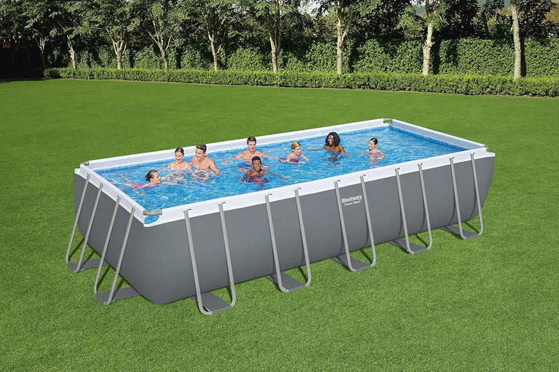 Bestway Power Steel Rectangular 21ft x 9ft x 52" Above Ground Swimming Pool, Set and Pool Cover