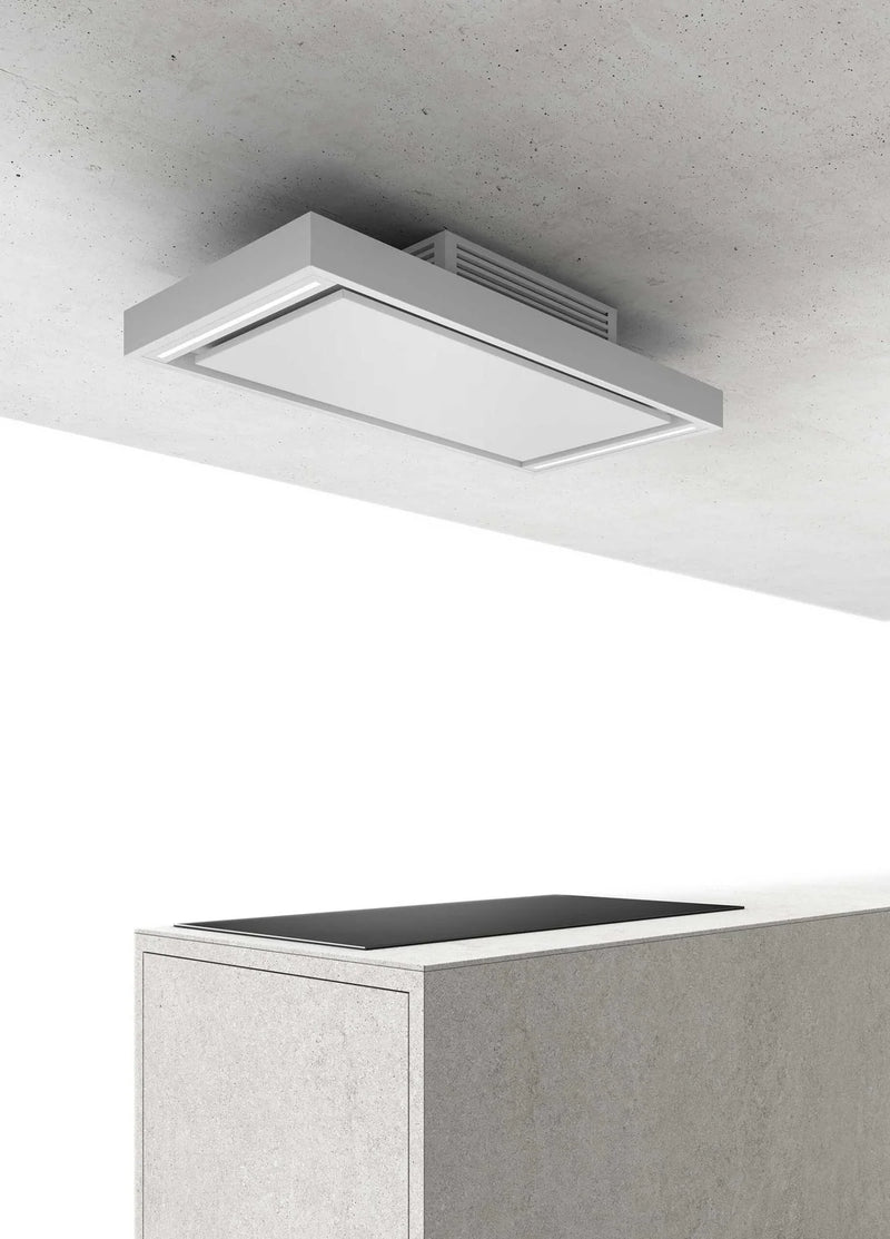 Airforce Silhouette F 100cm Ceiling Cooker Hood White Steel Finish Remote Controlled
