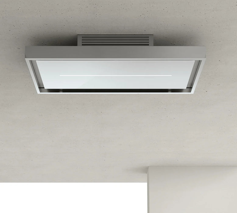 Airforce Sinergia F 100cm Island Cooker Hood White Glass and LED Strip with Remote Control