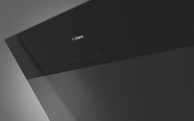 Airforce V10 90cm Angled Wall Mounted Cooker Hood- Satin Black Glass