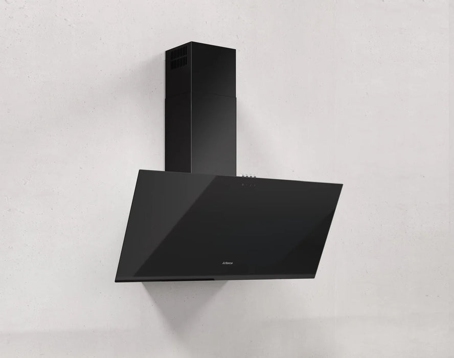 Airforce Alpha 80cm Wall Mounted Cooker hood with Push button Control, Integra Ready- Black glass finish