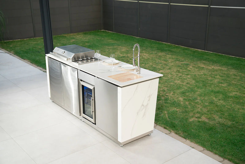 Goriller Outdoor Kitchen Alpha | 4-Burner Gas Grill, Refrigerator & Sink | 2.3m