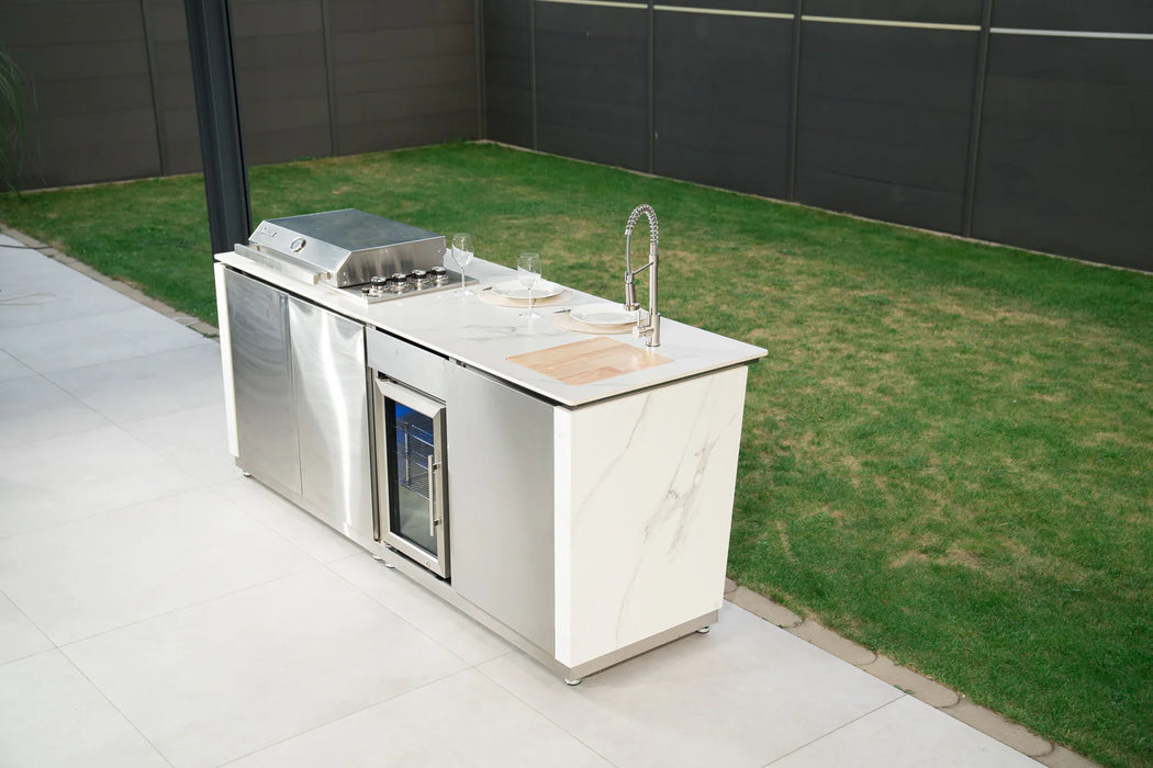 Goriller Outdoor Kitchen Alpha | 4-Burner Gas Grill, Refrigerator & Sink | 2.3m