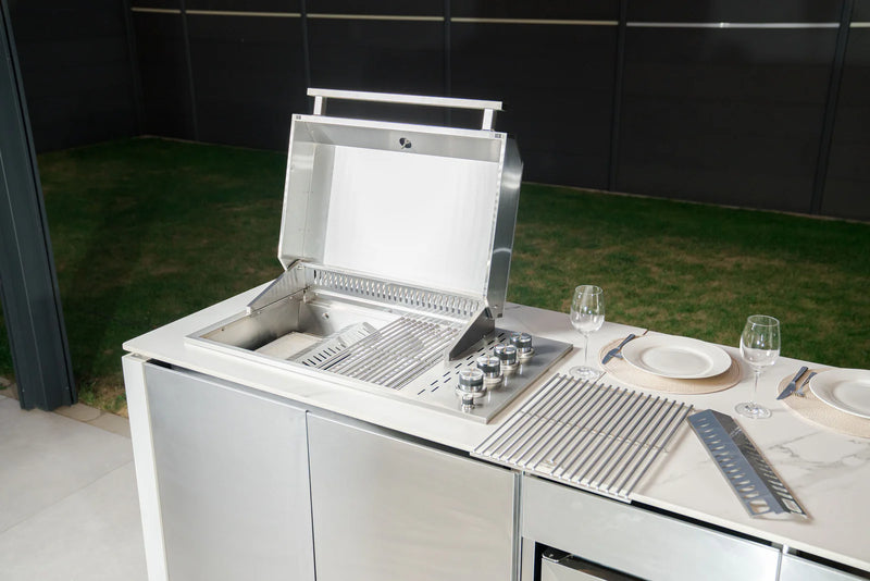 Goriller Outdoor Kitchen Alpha | 4-Burner Gas Grill, Refrigerator & Sink | 2.3m