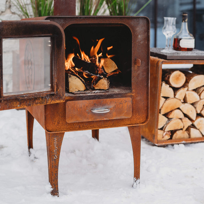 GrillSymbol fireplace stove Amigo with wood heating