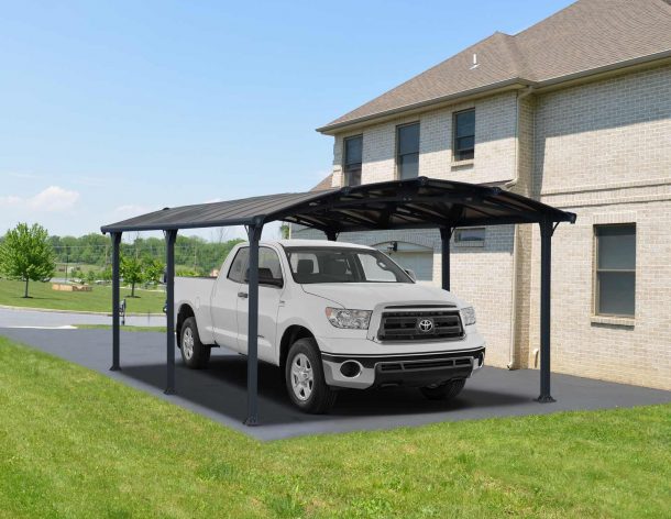 Arcadia 12' x 21' Carport Kit - Grey Aluminium & Twin-wall Polycarbonate Roof Panels