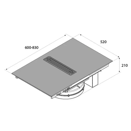 Airforce Artis Prima Aspirating 83cm Induction hob with Central Downdraft and touch control