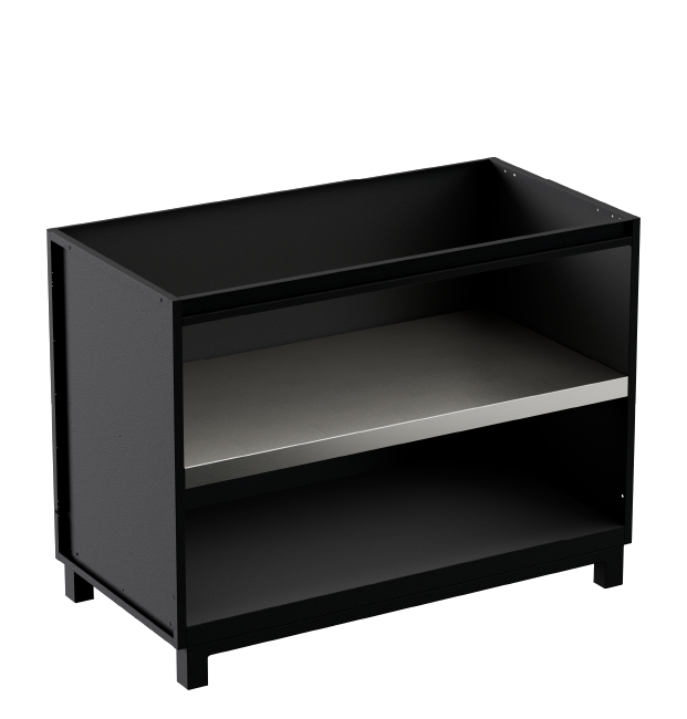 Hoppilif Outdoor Kitchen 120cm Open Shelve Unit | Worktop Brushed Stainless Steel