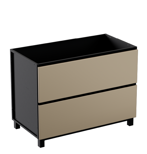 Hoppilif Outdoor Kitchen 120 cm Double-Drawer Unit | Worktop Brushed Stainless Steel