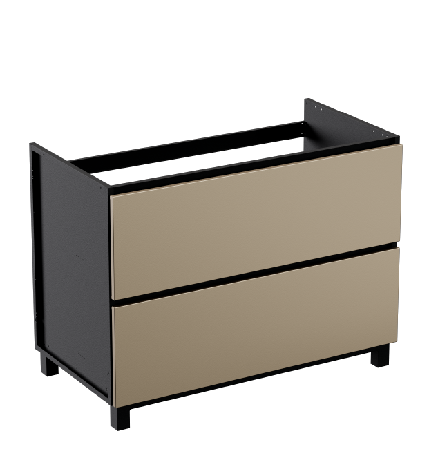 Hoppilif Outdoor Kitchen 120 cm Double-Drawer Unit for Sink, Induction Cooktop or BBQ Grill | Worktop Brushed Stainless Steel