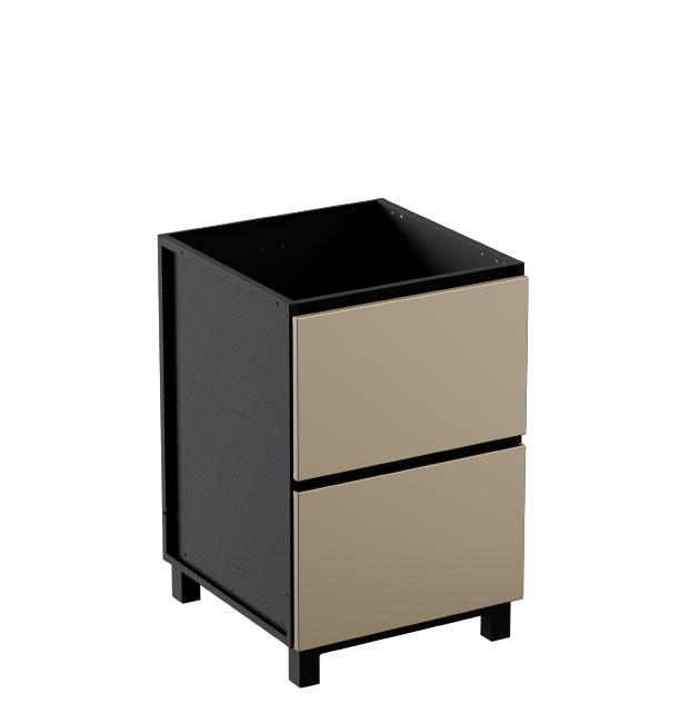 Hoppilif Outdoor Kitchen Double-Drawer Base Unit | Worktop Brushed Stainless Steel