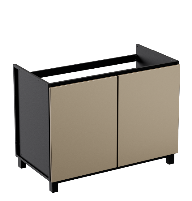 Hoppilif Outdoor Kitchen 120 cm Double Door Unit for Sink, Induction Cooktop or BBQ Grill | Worktop Brushed Stainless Steel