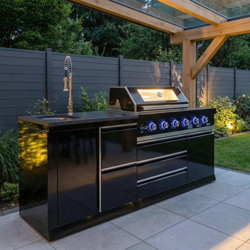 Goriller Outdoor Kitchen | 6-Burner Gas Grill, and Sink | 2m Compact Luxury Design