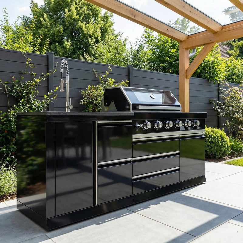 Goriller Outdoor Kitchen | 6-Burner Gas Grill, and Sink | 2m Compact Luxury Design