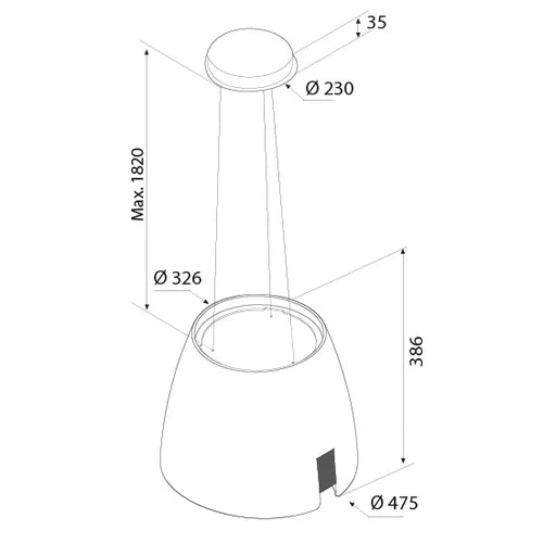Airforce Ballerina Young 47,5cm Island Cooker Hood with Touch Control & Clock Display Satin White Finish