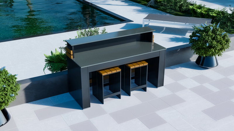 Grillandia Outdoor Bar with Stools and Weather Cover - 2M