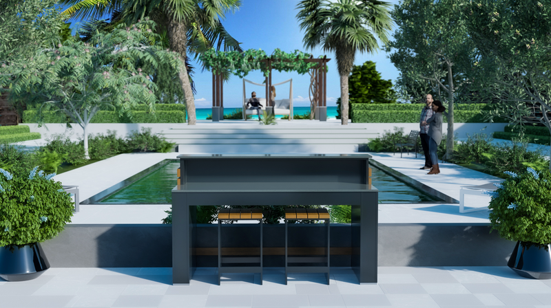 Grillandia Outdoor Bar with Stools and Weather Cover - 2M