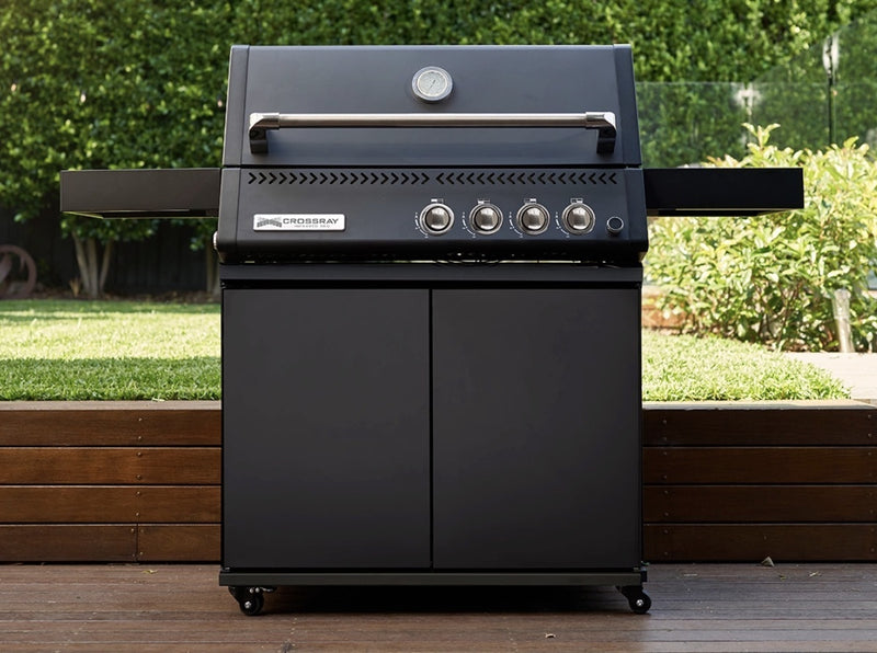 Heatstrip Crossray Black Built in gas BBQ and Trolley