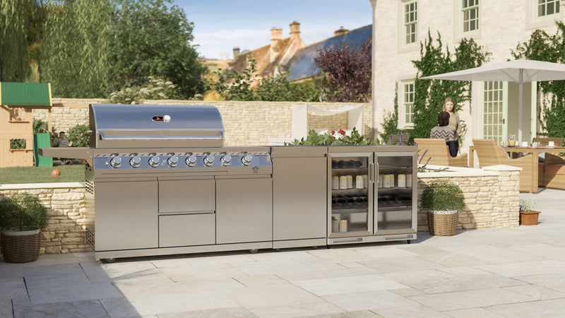 Whistler Outdoor Kitchen 6 Burner BBQ, and Fridge | Blockley | 3.3Meters
