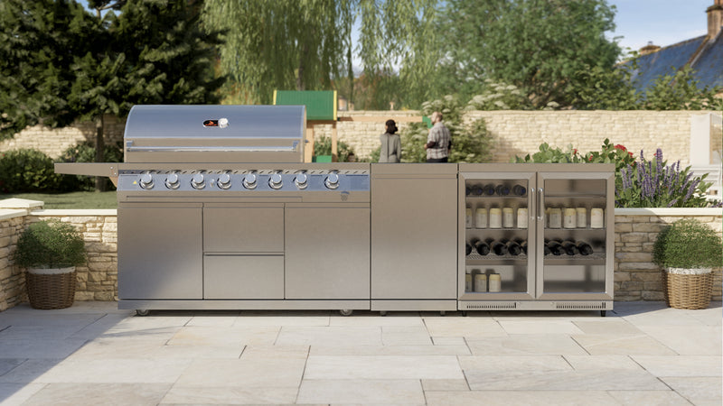 Whistler Outdoor Kitchen 6 Burner BBQ, and Fridge | Blockley and Pizza Oven | 3.3Meters