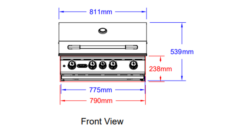 Bull Angus Built-in 4 Burner Gas BBQ Grill - Stainless Steel