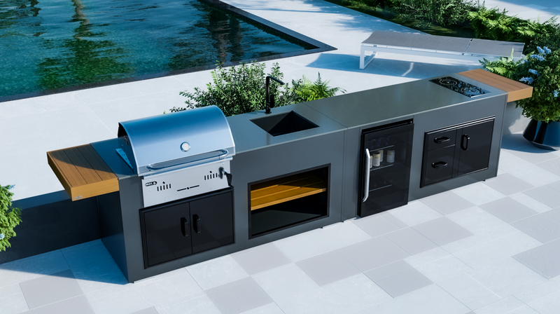 Grillandia Outdoor Kitchen Bull Bison Charcoal Barbecue and Weather Cover