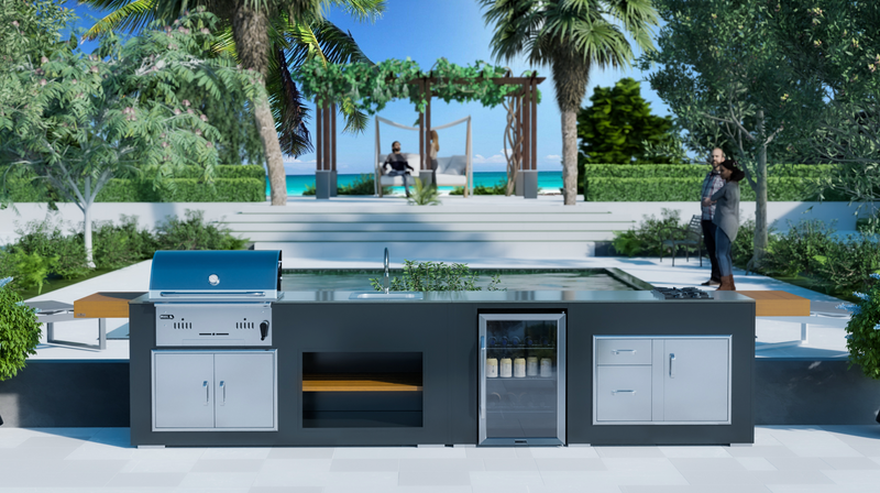 Grillandia Outdoor Kitchen Bull Bison Charcoal Barbecue and Weather Cover