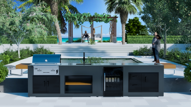 Grillandia Outdoor Kitchen Bull Bison Charcoal Barbecue and Weather Cover