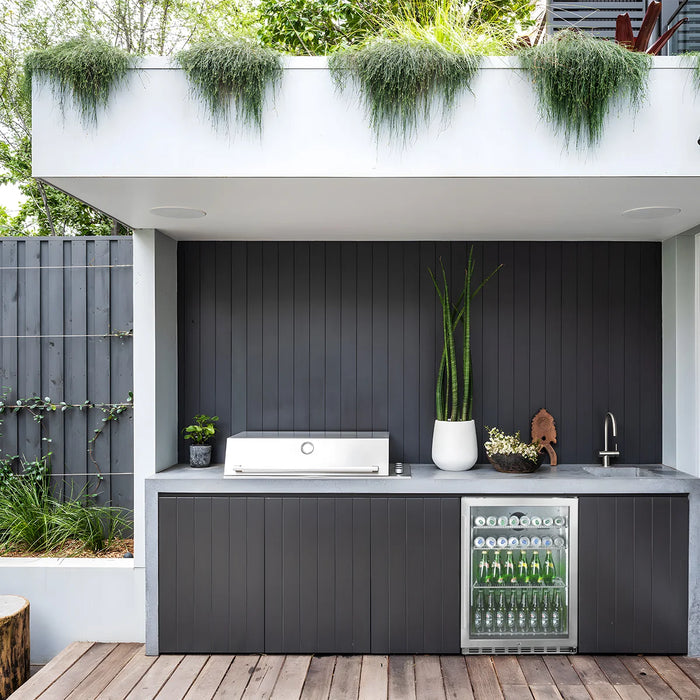 Glass door under-counter outdoor beverage cooler