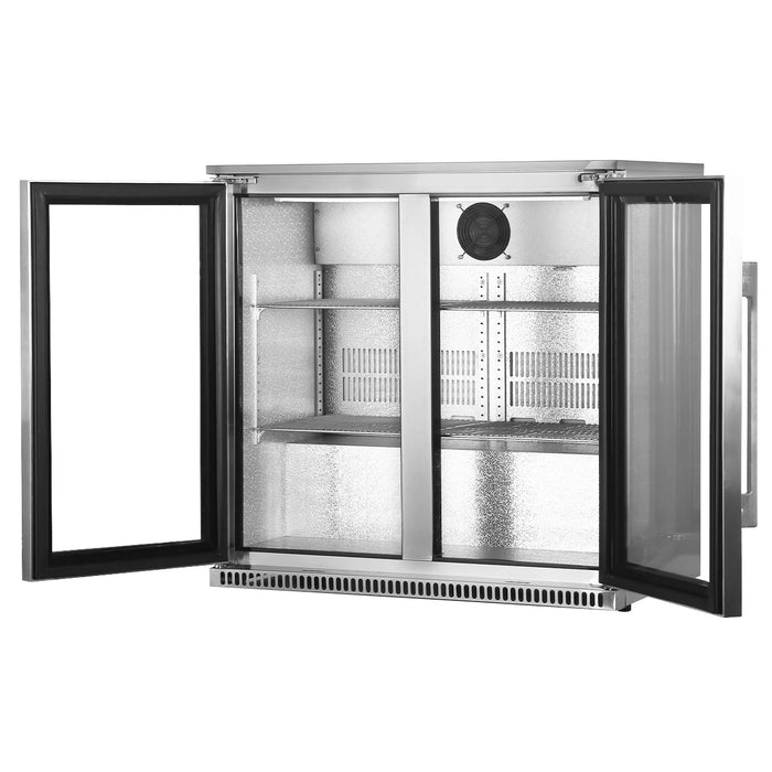 Double glass door outdoor under-counter beverage cooler