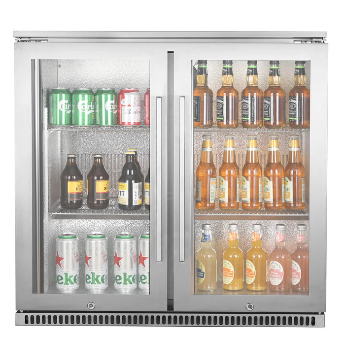 Double glass door outdoor under-counter beverage cooler