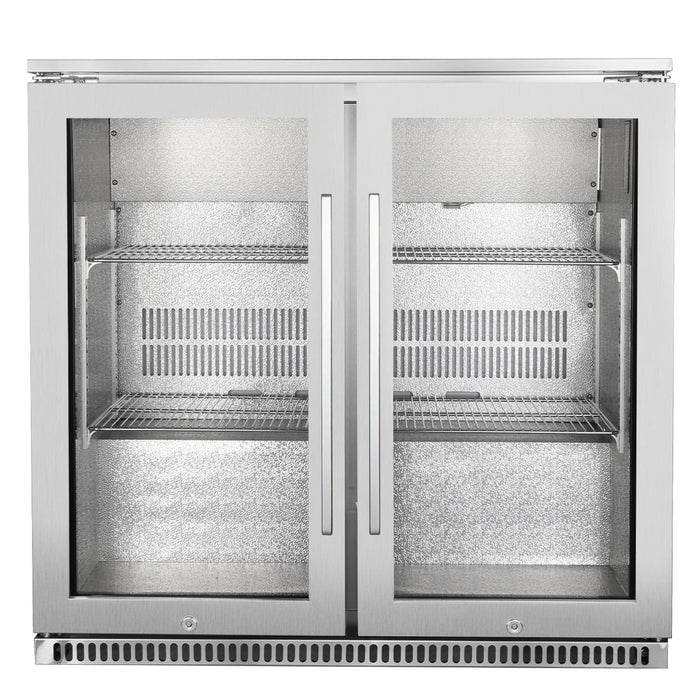 Double glass door outdoor under-counter beverage cooler