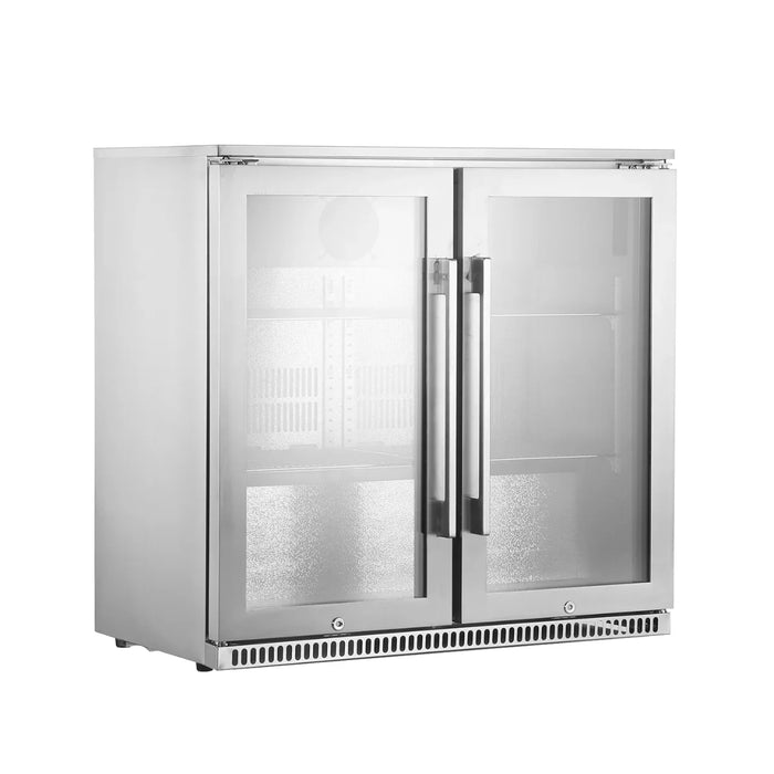 Double glass door outdoor under-counter beverage cooler