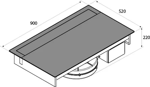 Airforce Slim Plus Aspirating 90cm Induction Hob with Rear Downdraft with on-board Motor