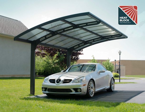 Arizona 10ft. x 16 ft. Breeze Single Carport Kit - Grey Structure & Twin Wall Panels