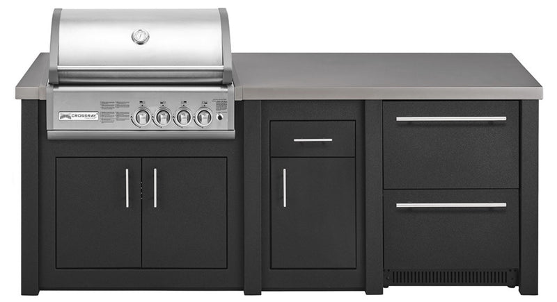 Grandpro by Stoll Aluminum Outdoor Kitchen Graphite Crossray and Double Drawer Fridge | 2.3M